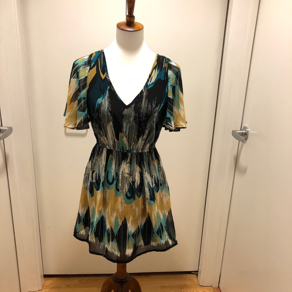 Flowy sleeve multi color dress